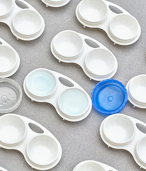 Private label contact lens storage cases in multiple colours